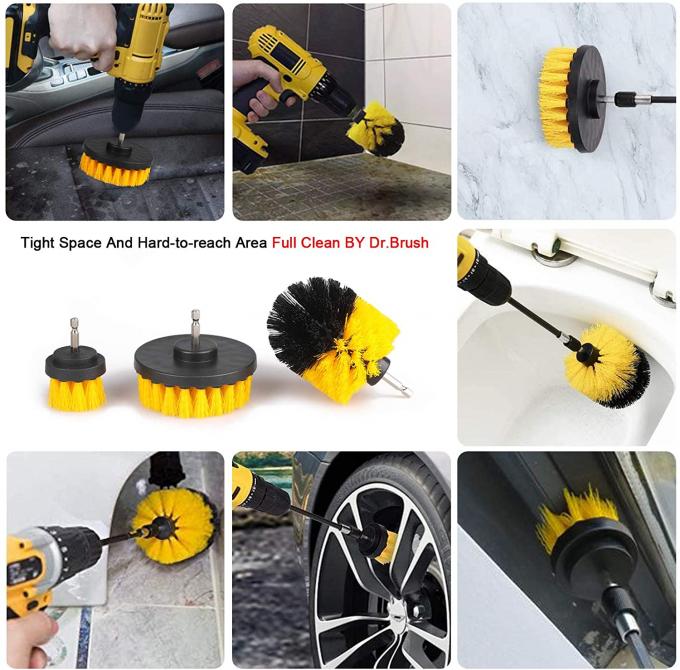 Drill Brush Attachment Cleaning Set All Purpose Medium Bristle Power Scrubber 3