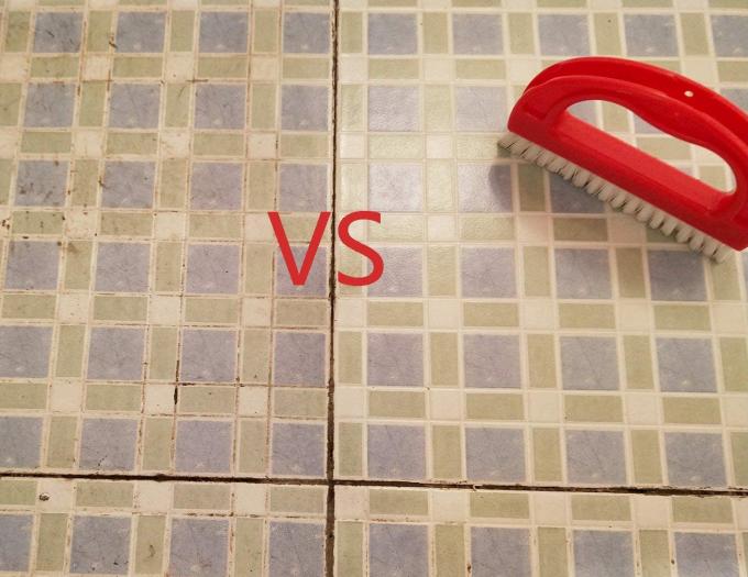 2.1in Red Joint Tile Scrub Brush 3.5inch Flat Shape Grout Cleaning 1