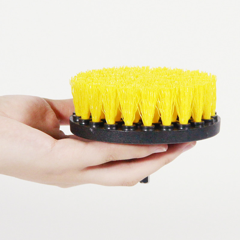 PP Yellow Bristle 3PCS Drill Brush Attachment Set Black Base