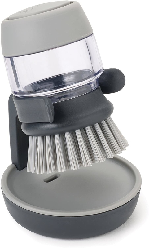 Dishwasher Kitchen Scrub Brush With Integrated Detergent Soap Dispenser